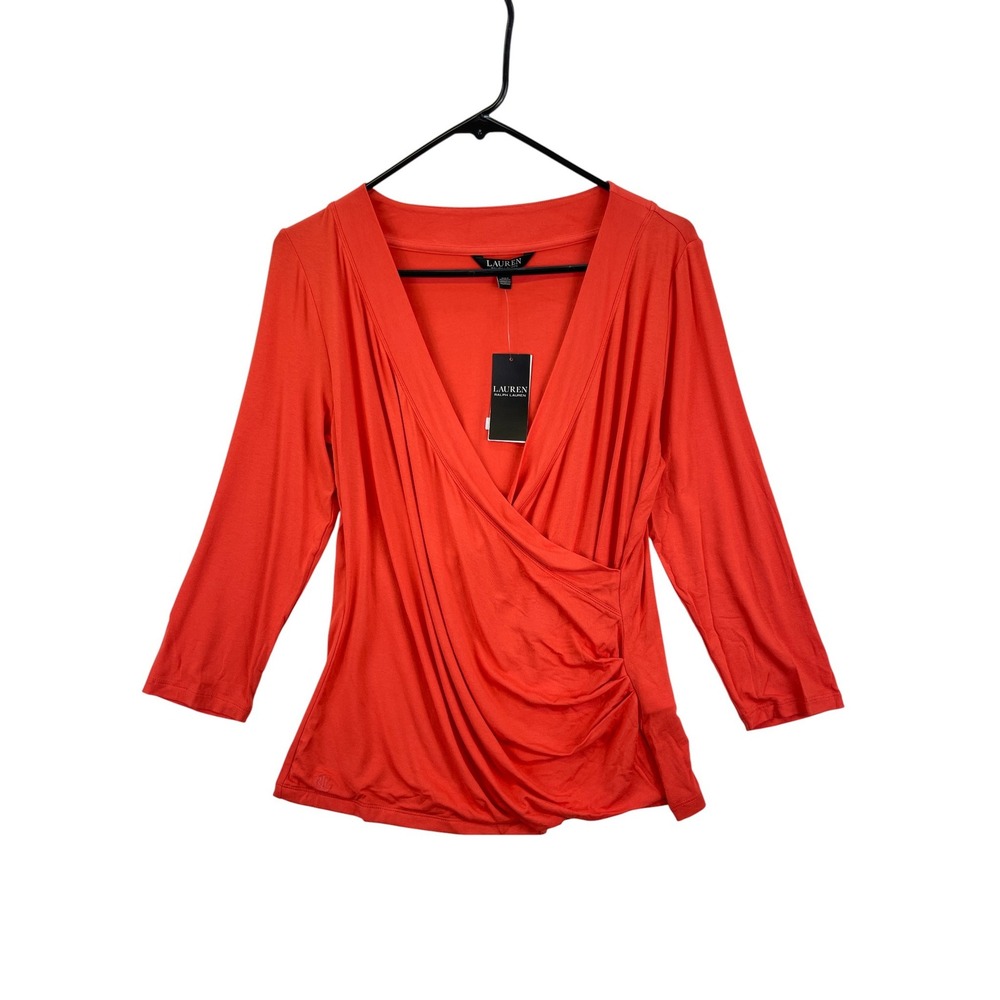 Lauren‎ Ralph Lauren Orange 3/4 Sleeve Top Women's Size Large L Casual NWT